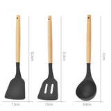 Juego de utensilios de cocina de silicona de 12 piezas | Herramientas de cocina con espátula y cucharas medidoras