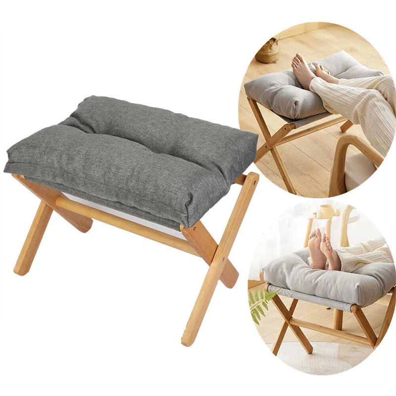 Foldable Wooden Footstool – Compact & Stylish Ottoman for Home & Office