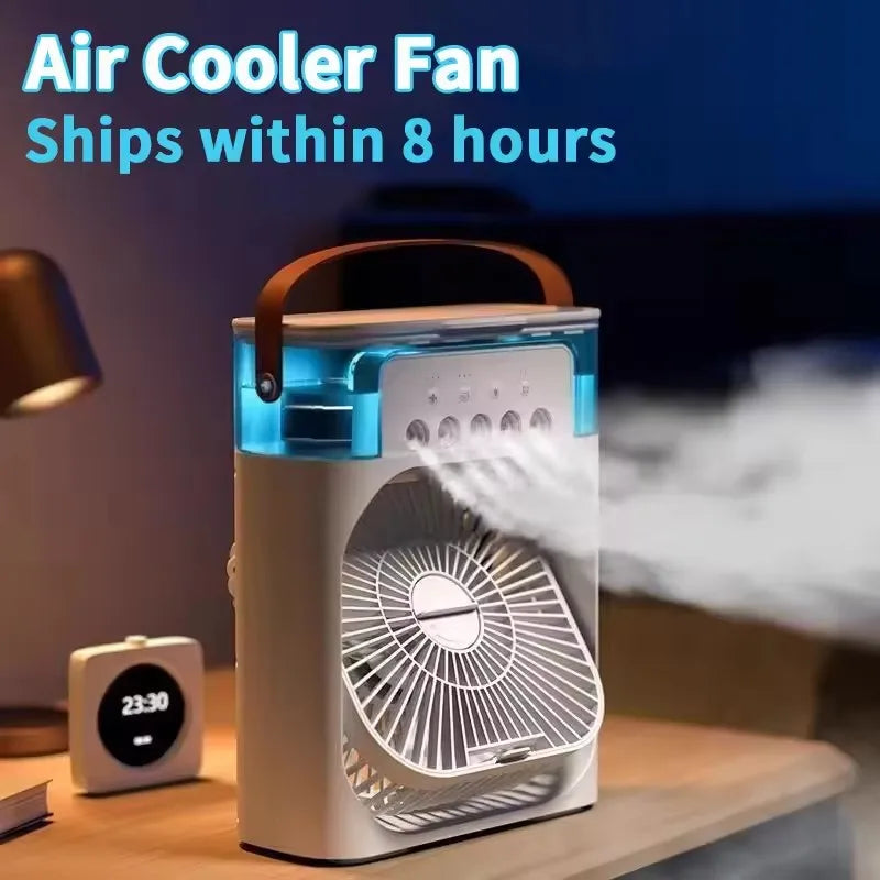3-in-1 Portable USB Air Cooler - Mini Humidifier Fan with LED Night Light