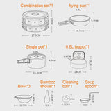 Juego de utensilios de cocina para acampar: juego de vajilla y utensilios de cocina para exteriores antiadherentes con tetera