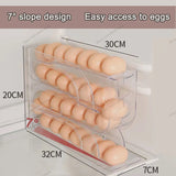 Caja de almacenamiento de huevos con ruedas automáticas - Organizador de huevos para refrigerador de múltiples capas para 30 huevos | Rejilla de conservación de huevos de cocina eficiente