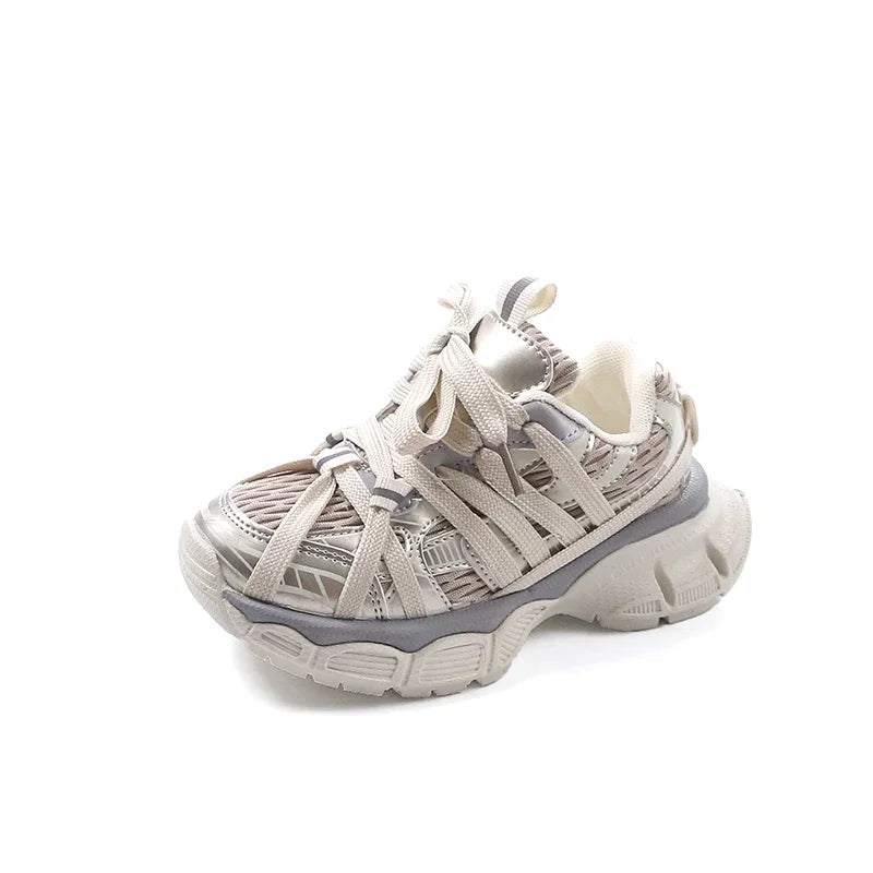 Kids’ Breathable PU Leather Casual Shoes – Unisex Hook & Loop Sneakers for All Seasons