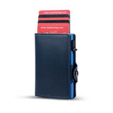 Slim RFID Leather Wallet – Minimalist Pop-Up Card Holder with Coin Pocket & Secure Button Closure