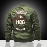 Men’s Embroidered Cartoon Bomber Jacket – Military Style Casual Outerwear