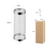 Stainless Steel Rolling Grill Basket - Portable BBQ Mesh for Outdoor Camping & Picnics