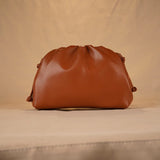 Women's PU Leather Dumpling Shoulder Bag – Elegant Ruched Crossbody & Clutch Handbag