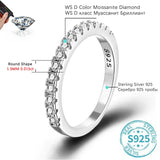 Moissanite Wedding Band Ring – 925 Sterling Silver with 18K White Gold Plating
