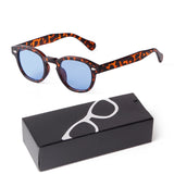 Gafas de sol redondas pequeñas con degradado azul de moda: gafas de sol cuadradas de diseño vintage con diseño de tortuga para hombres y mujeres