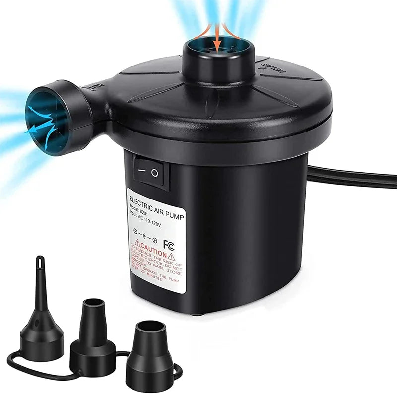 Portable Electric Air Pump for Inflatables – Quick-Fill Inflator & Deflator with 3 Nozzles
