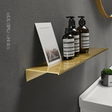 Estantería de baño moderna en blanco, negro y dorado cepillado: estante de pared