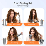 5-in-1 Professional Hair Styler - Curling Iron, Hot Air Brush & Hair Dryer with Ionic Technology