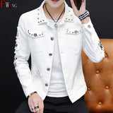 Men’s Casual Letter Print Denim Jacket – Lightweight Spring & Autumn Outerwear