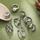Stainless Steel Irregular Geometric Knot Ring – Trendy Minimalist Statement Jewelry for Women