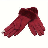 Women's Winter Leather Touchscreen Gloves – Warm Plush Lined Ski Gloves