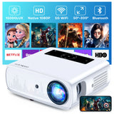 Full HD 1080P WiFi Bluetooth Projector with 300" Display and Built-in Speakers
