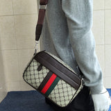 Unisex Striped PVC Baguette Bag – Stylish Hard Shell Shoulder Purse with Zipper Closure