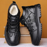 Men’s Ankle Snow Boots with Genuine Leather Upper & Natural Fur Lining – Warm & Stylish Winter Footwear