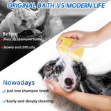 Pet Shampoo Brush with Massage Bristles - Silicone Bath Scrubber for Dogs & Cats