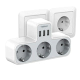 Regleta de enchufes TESSAN EU KR con tomas de CA y puertos de carga USB, adaptador de enchufes de pared para el hogar y la oficina