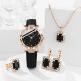 5-Piece Luxury Watch Set for Women - Rhinestone Quartz Watch & Jewelry Gift Set