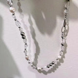 Natural Blue Stone & Freshwater Pearl Irregular Necklace – Vintage Summer Statement Jewelry for Women