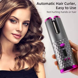 Wireless Automatic Hair Curler for Dry & Wet Hair with Adjustable Temperature