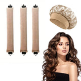 Juego de rizador de pelo sin calor: gorro de dormir de satén y varillas para rizar el cabello sin calor
