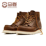 Men’s Retro Ankle Boots with Lace-Up Closure – Genuine Leather Winter Work Boots