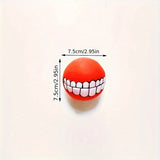 Squeaky Rubber Dog Toy Ball - Teeth Cleaning Chew Toy with Smile Design (7cm)