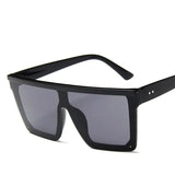 Vintage Flat Top Sunglasses – Black Square UV400 Gradient Shades for Men & Women