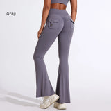 High Waist Flared Yoga Pants for Women – Butt-Lifting Fitness Leggings with Utility Pockets