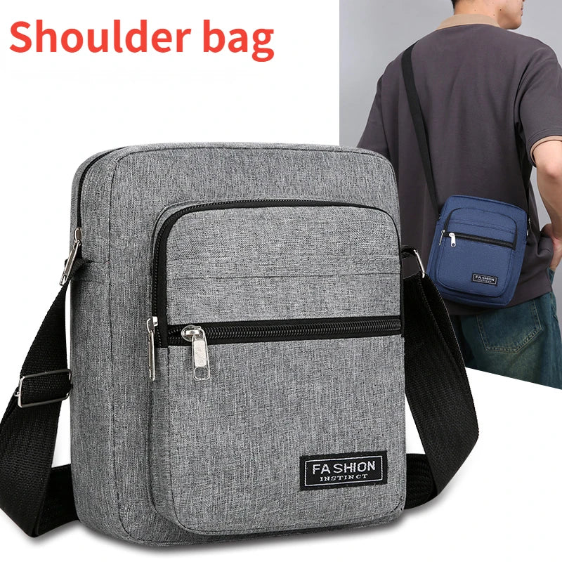 Men’s Oxford Crossbody Shoulder Bag – Lightweight Box-Style Travel Sling Bag