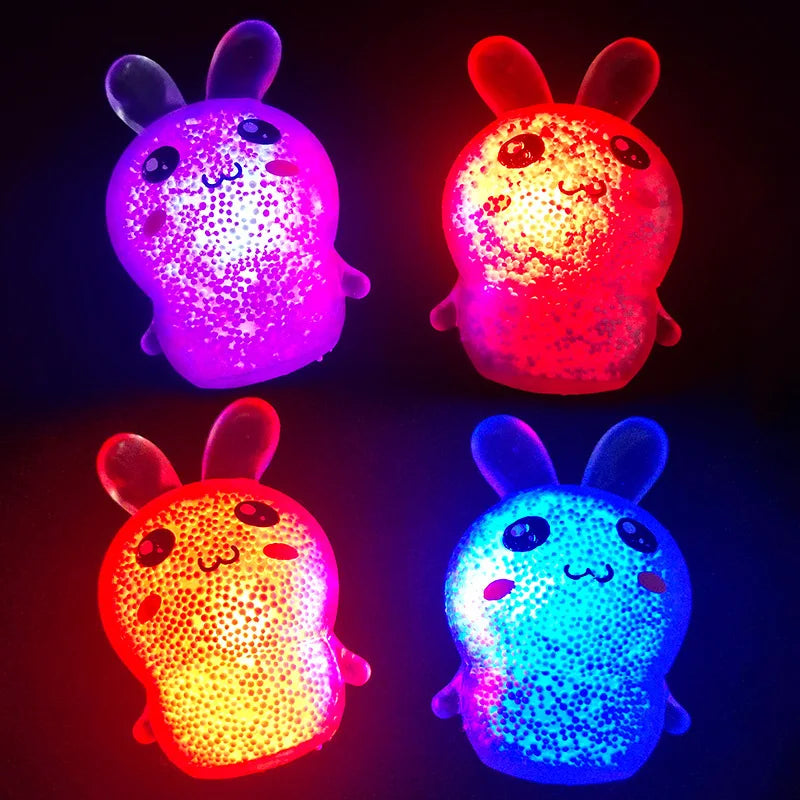 Pelotas antiestrés de conejito blanditas con luz: lindo juguete antiestrés para niños y adultos | Relleno de canasta de Pascua