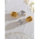 Pendientes de aro de acero inoxidable de moda: elegantes joyas bañadas en oro para mujer