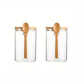 Frascos de vidrio herméticos de 18 oz con tapas y cucharas: recipientes transparentes para almacenar especias y dulces
