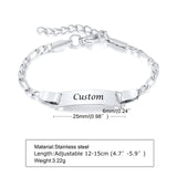 Customizable Stainless Steel Charm Bracelet - Personalized Name Bracelet for Men and Women