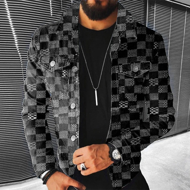 Men’s Thick Casual Denim Jacket for Spring & Autumn – Cotton-Lined Streetwear Outerwear