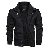 Men’s Military Cargo Jacket – Fleece-Lined, Stand Collar, Winter Outerwear