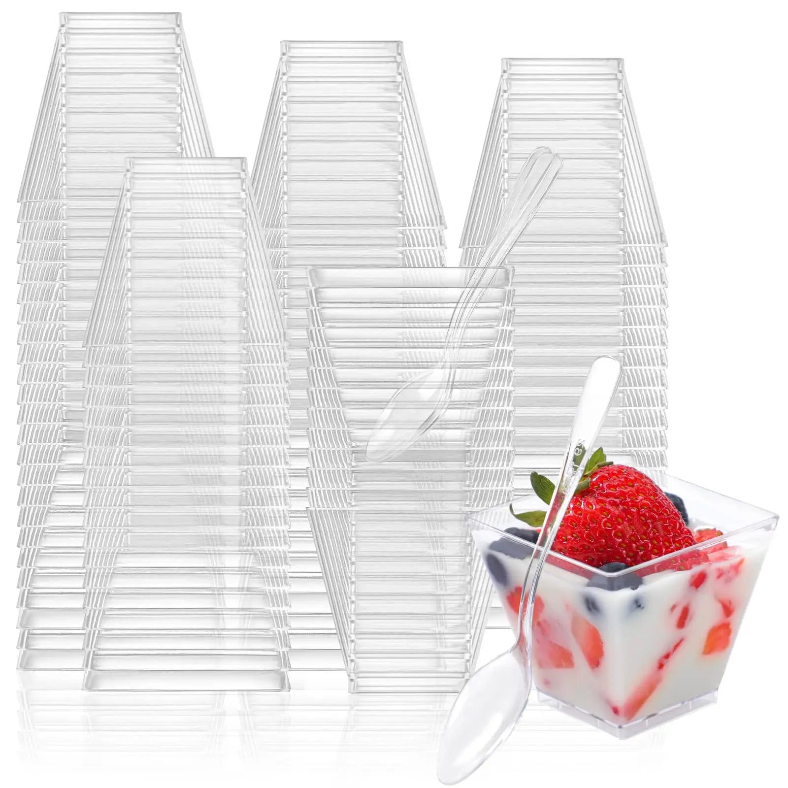 Mini vasos de postre: vasos de plástico pequeños para fiestas, pudines, frutas y helados