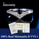 Moissanite Wedding Band – 925 Sterling Silver Diamond-Test Pass Ring for Women