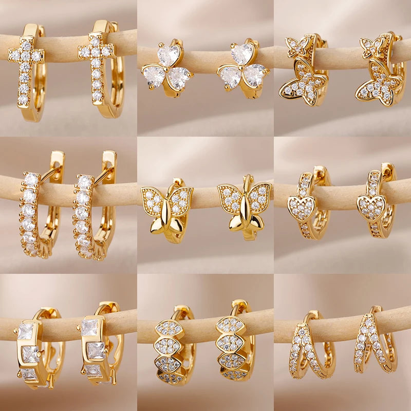 Trendy Heart-Shaped Stainless Steel Hoop Earrings for Women