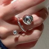 Adjustable Vintage Chain Ring – 925 Sterling Silver Open Ring for Women & Men