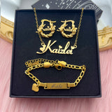 Custom Crown Name Jewelry Set - Personalized Stainless Steel Necklace & Bracelet Gift