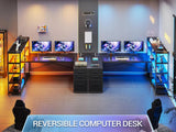 L-Shaped Gaming Desk with Power Outlet and Storage