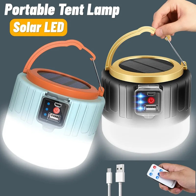 Solar Camping Light with Power Bank - 24000mAh Waterproof LED Lantern for Outdoor Emergencies