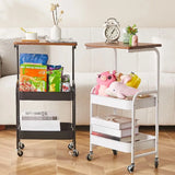 Slim Waterproof Rolling Storage Cart with Wheels