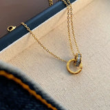 Gold Plated Stainless Steel Zircon Bracelet - Roman Numeral Charm Jewelry for Women