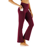 Women's High Waist Flare Leggings with Pockets - Tummy Control Yoga Pants for Workout & Casual Wear