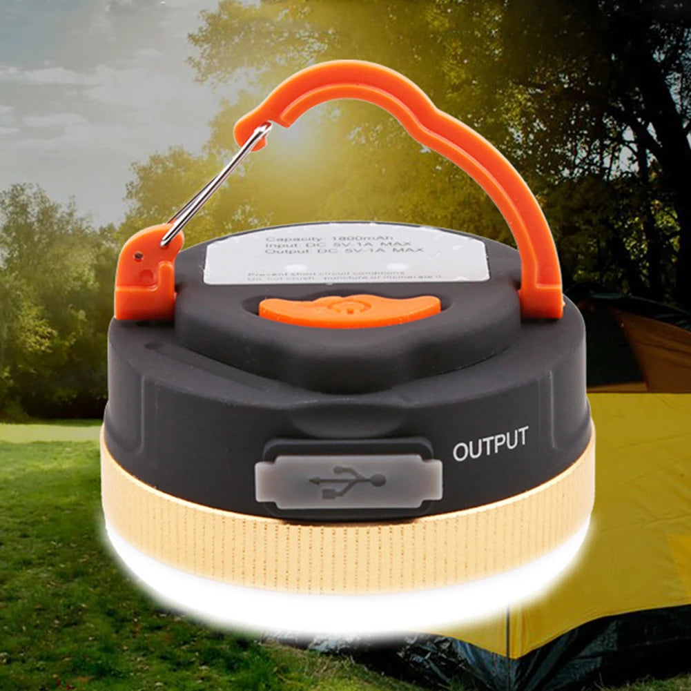 Lámpara LED portátil para acampar con carga USB: linterna impermeable para actividades al aire libre
