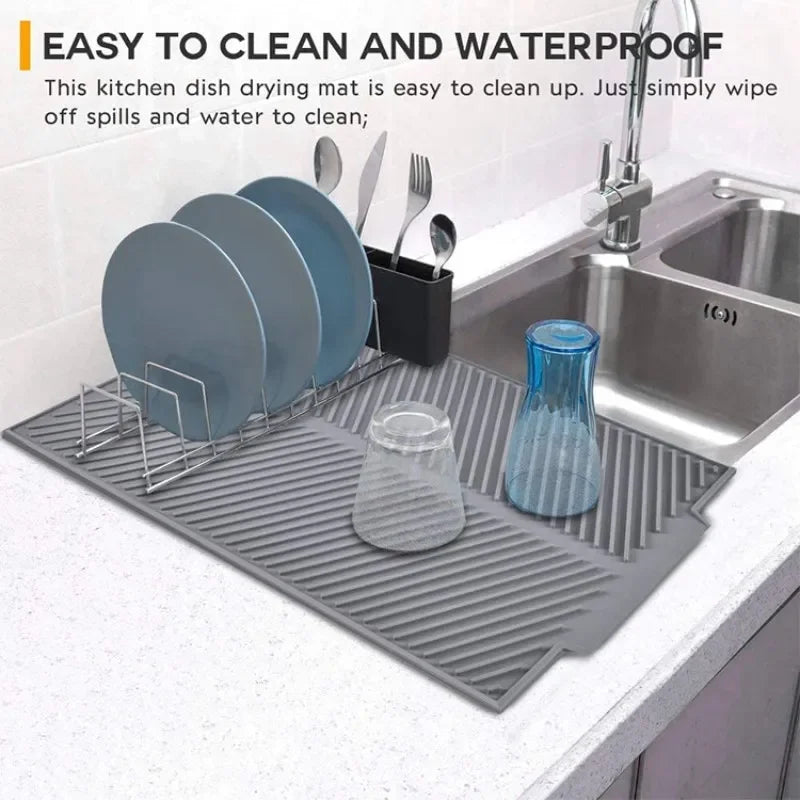 Silicone Drying & Drain Pad | Non-Slip Heat-Resistant Kitchen Mat
